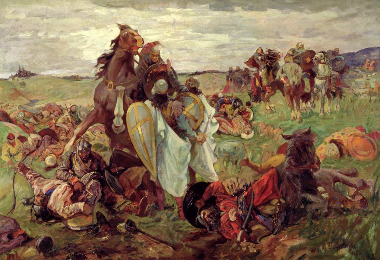 Slaget mellem russere og tatarer, 1916 af Sergey Nikolayevich Arkhipov