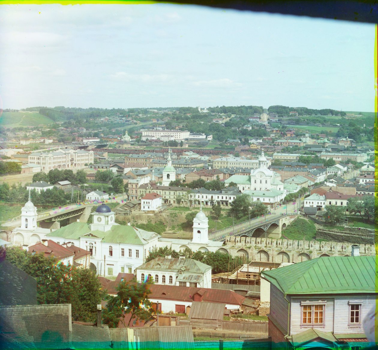 Generelt billede af den nordlige del fra klokketårnet i Assumption Cathedral, Smolensk, 1905-1915 af Sergey Prokudin Gorsky