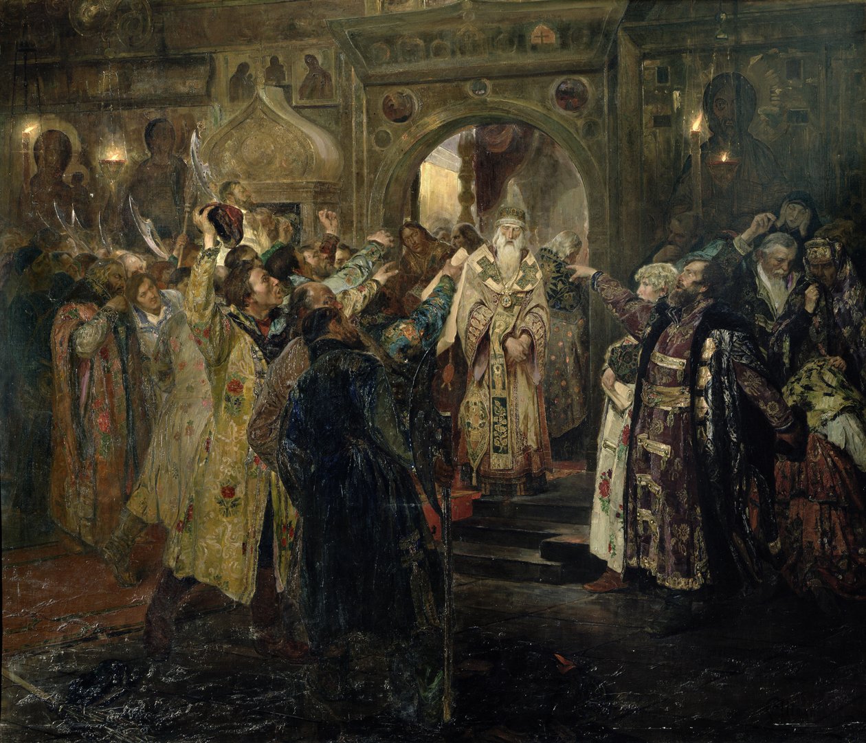 Arrestation af metropolitanen Philip, 1910 af Sergey Timofeyevich Schelkovy