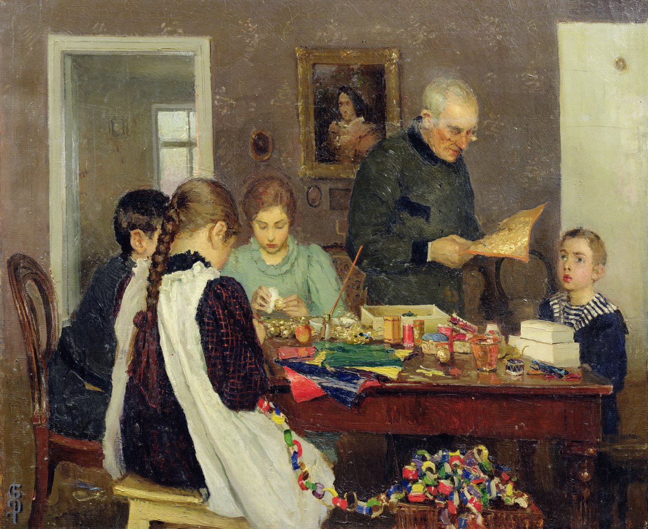 Forberedelse til jul, 1896 af Vasily Sergeyevich Dosekin