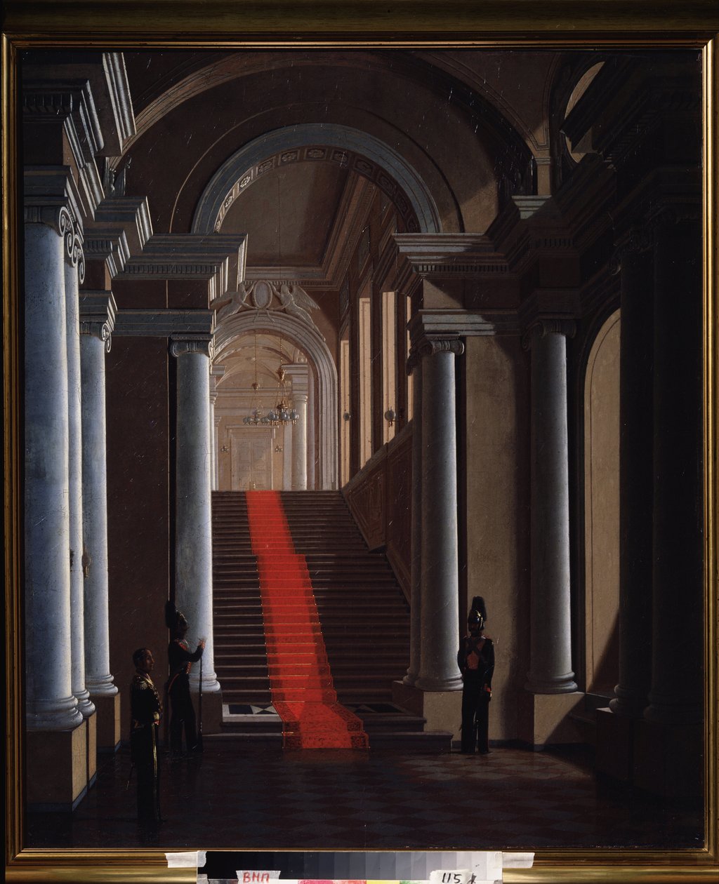 Trappen til Anichkov-paladset i Sankt Petersborg. Maleri af Sergey (Sergei, Serguei) Konstantinovich Zaryanko (Zarianko) (1818-1870), olie på lærred af Sergey Konstantinovich Zaryanko