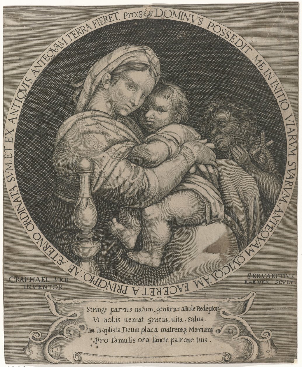 Madonna della sedia Maria med Kristusbarn og Johannes Døberen af Servatius Raeven