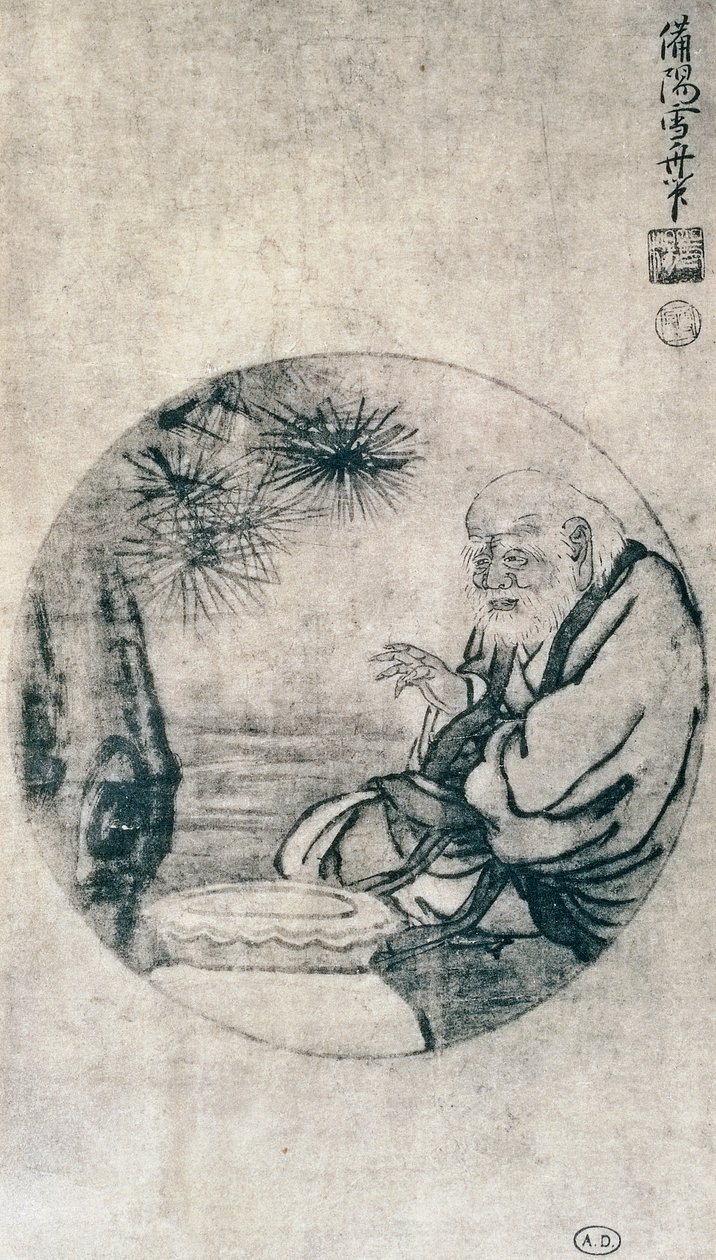 Portræt af Lao-Tzu, kinesisk filosof fra 6. århundrede f.Kr., tegning af Sesshu Toyo (1420-1506), japansk civilisation, Muromachi periode af Sesshû Tôyô