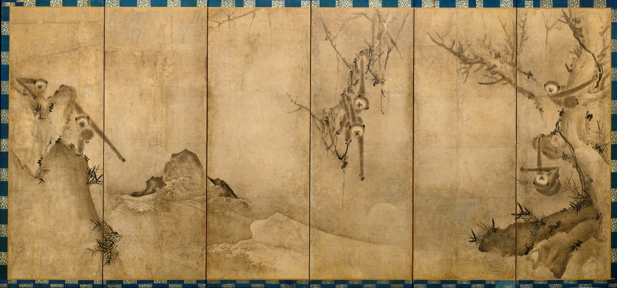 Gibboner i et landskab, ca. 1570 af Sesson Shkei