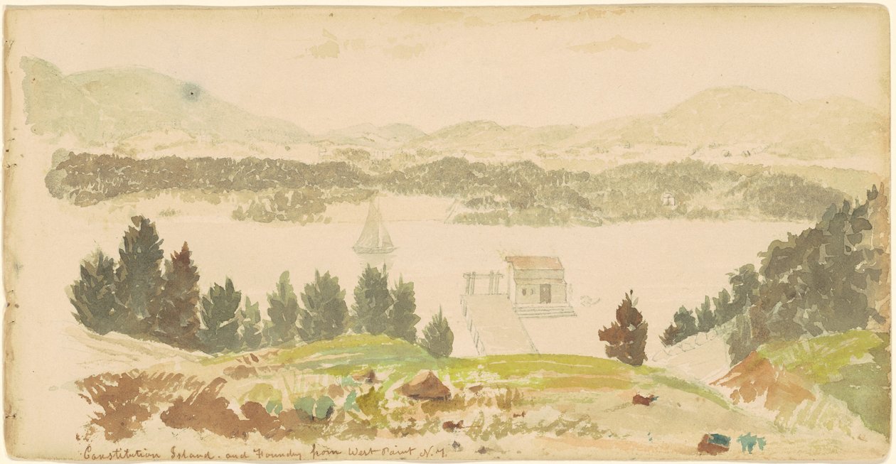 Constitution Island og Foundry fra West Point, New York af Seth Eastman