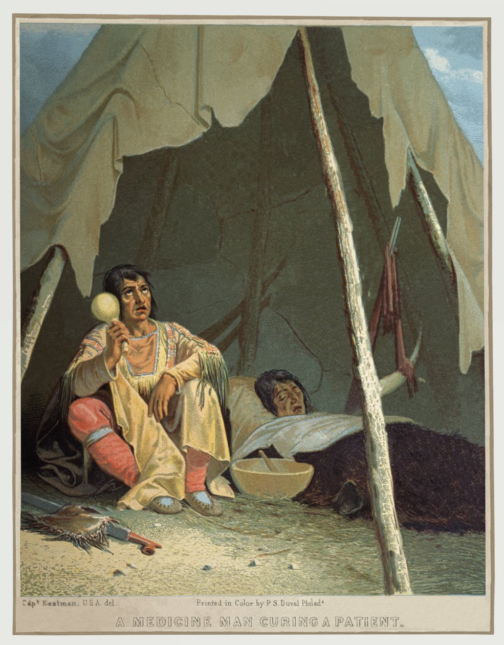 Amerikansk shaman, ca. 1850 (illustration) af Seth Eastman