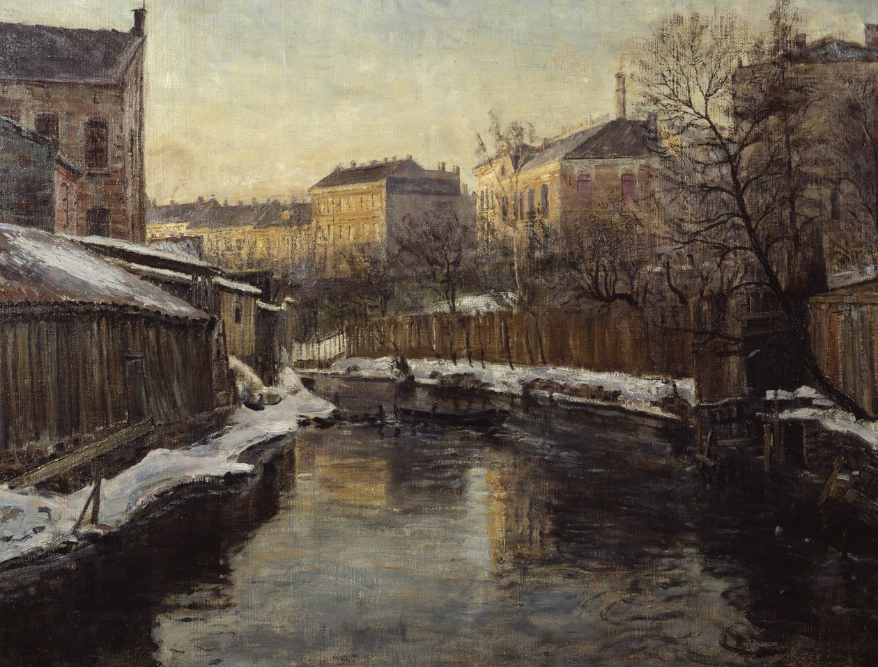 Fra Akerselva (olie på lærred) af Severin Grande