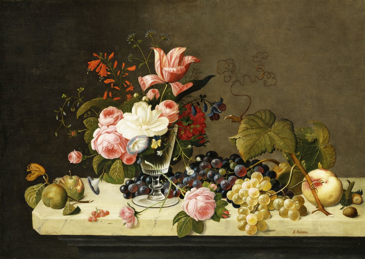 Blomster og frugter, af Severin Roesen