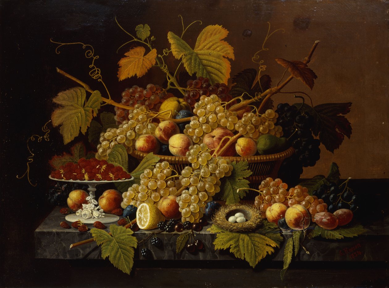 Stilleben med frugt, 1854 af Severin Roesen