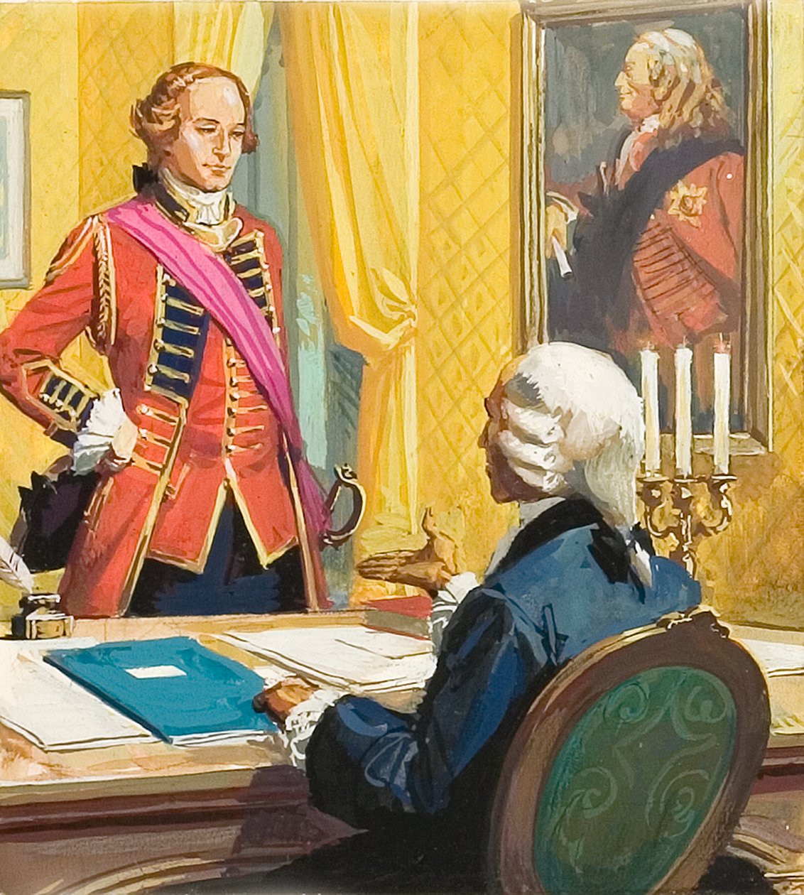 James Wolfe bliver udnævnt af den britiske premierminister, William Pitt af Severino Baraldi