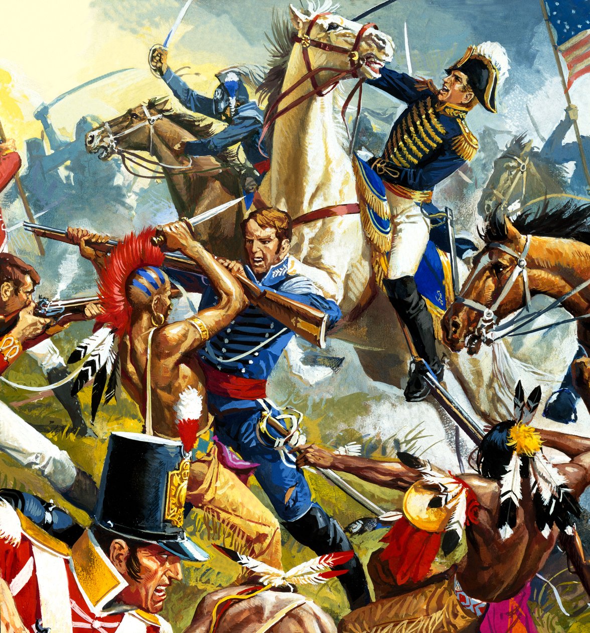 Indianere vs. amerikanske soldater (gouache på papir) af Severino Baraldi