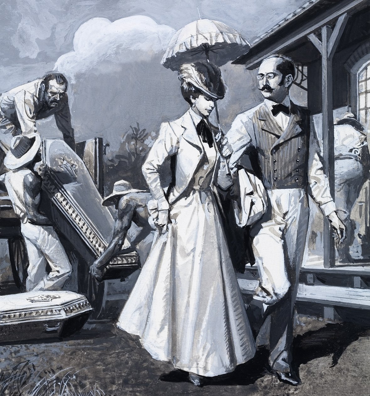 Panamakanalen (gouache på papir) af Severino Baraldi