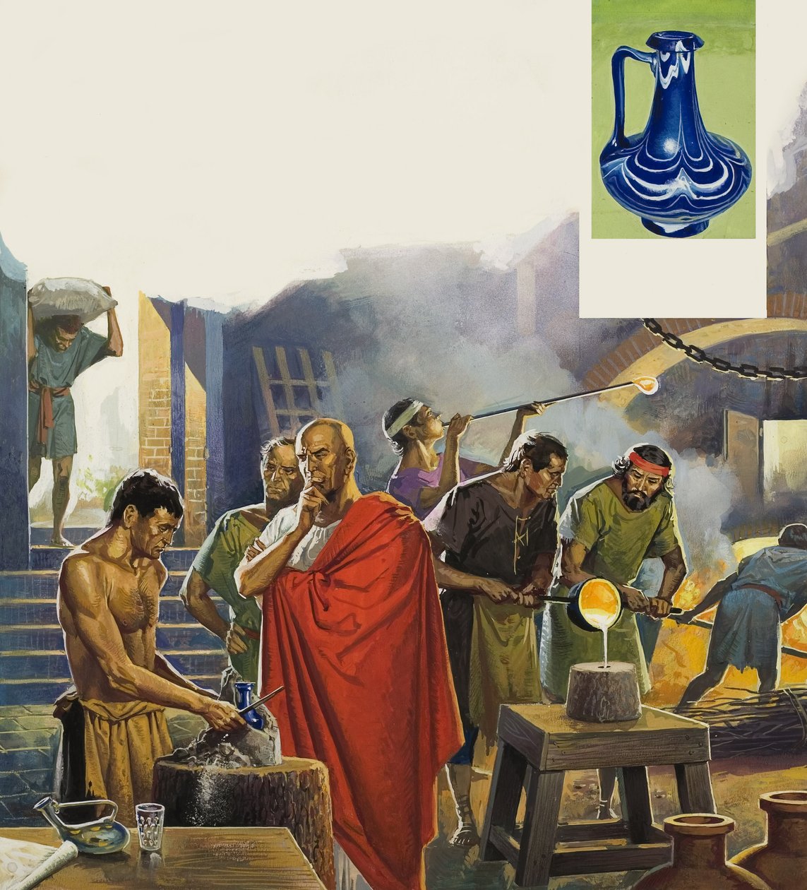 Roman Glass Factory (gouache på papir) af Severino Baraldi
