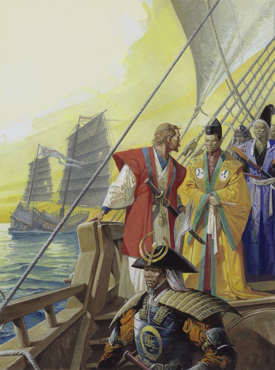 Vestlige skibe i Japan (gouache på papir) af Severino Baraldi