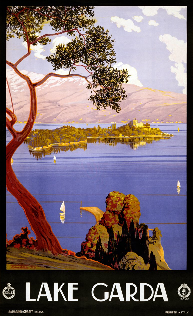 Vintage plakat for Gardasøen, Italien af Severino Trematore