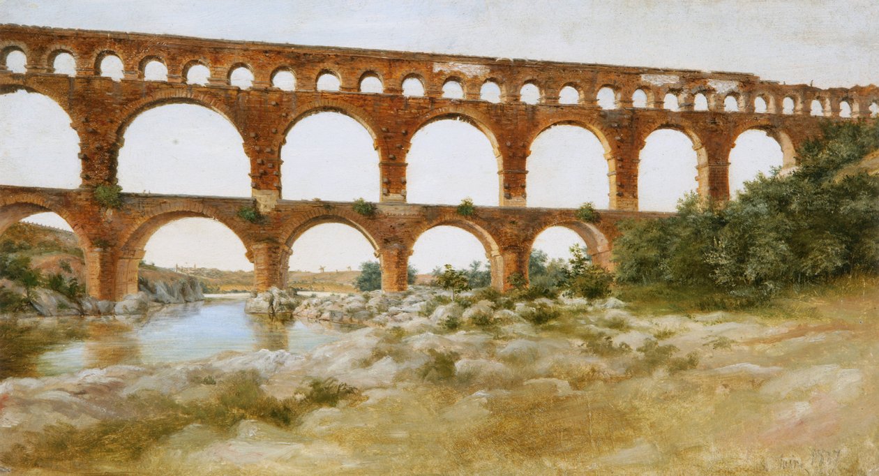 Landskab af Pont du Gard af Seweryn Mielżyński