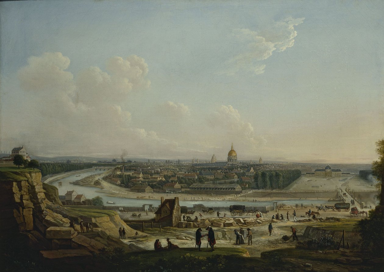 Generel udsigt over Paris, taget fra Chaillot-bakken, 1818 (olie på lærred) af Seyfert