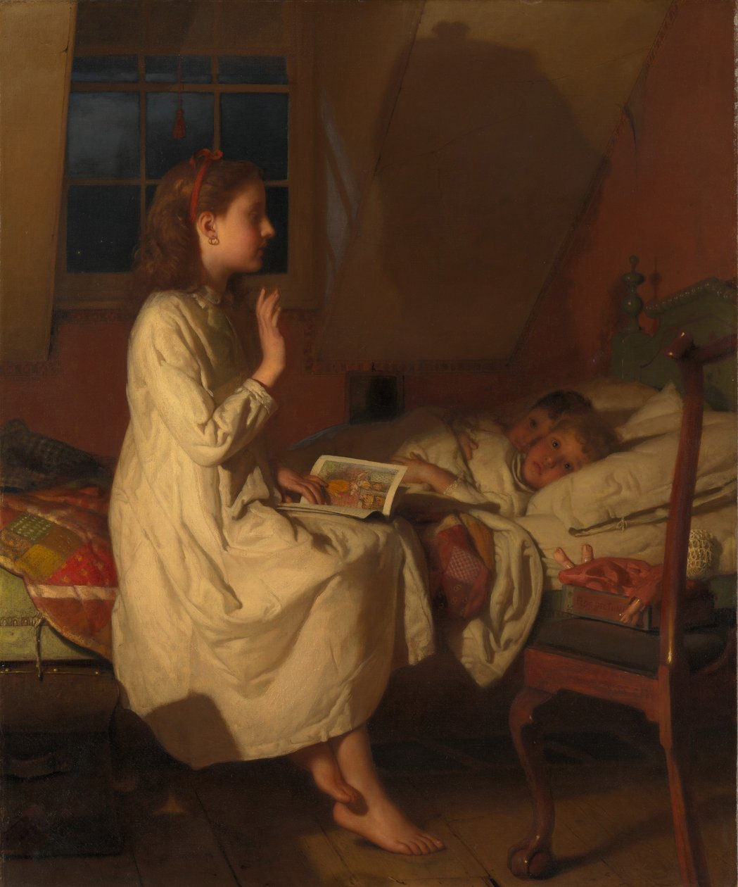 Story of Golden Locks, ca. 1870 (olie på lærred) af Seymour Joseph Guy