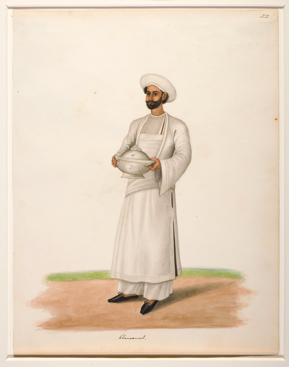 Khansama med en terrin, ca. 1846 (ugennemsigtigt wc på papir) af Shaik Muhammad Amir of Karraya
