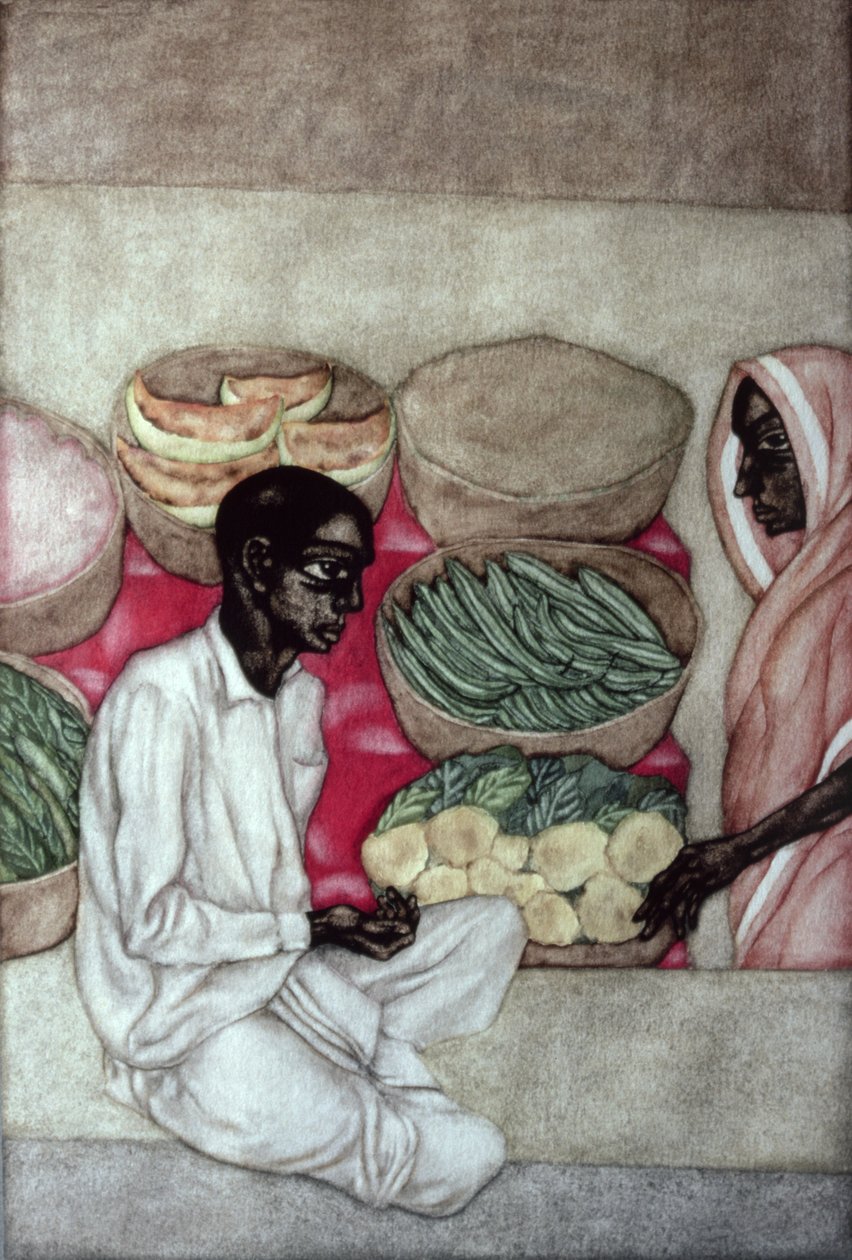 Ramchandra Sabjiwala, 1983 (wc på papir) af Shanti Panchal