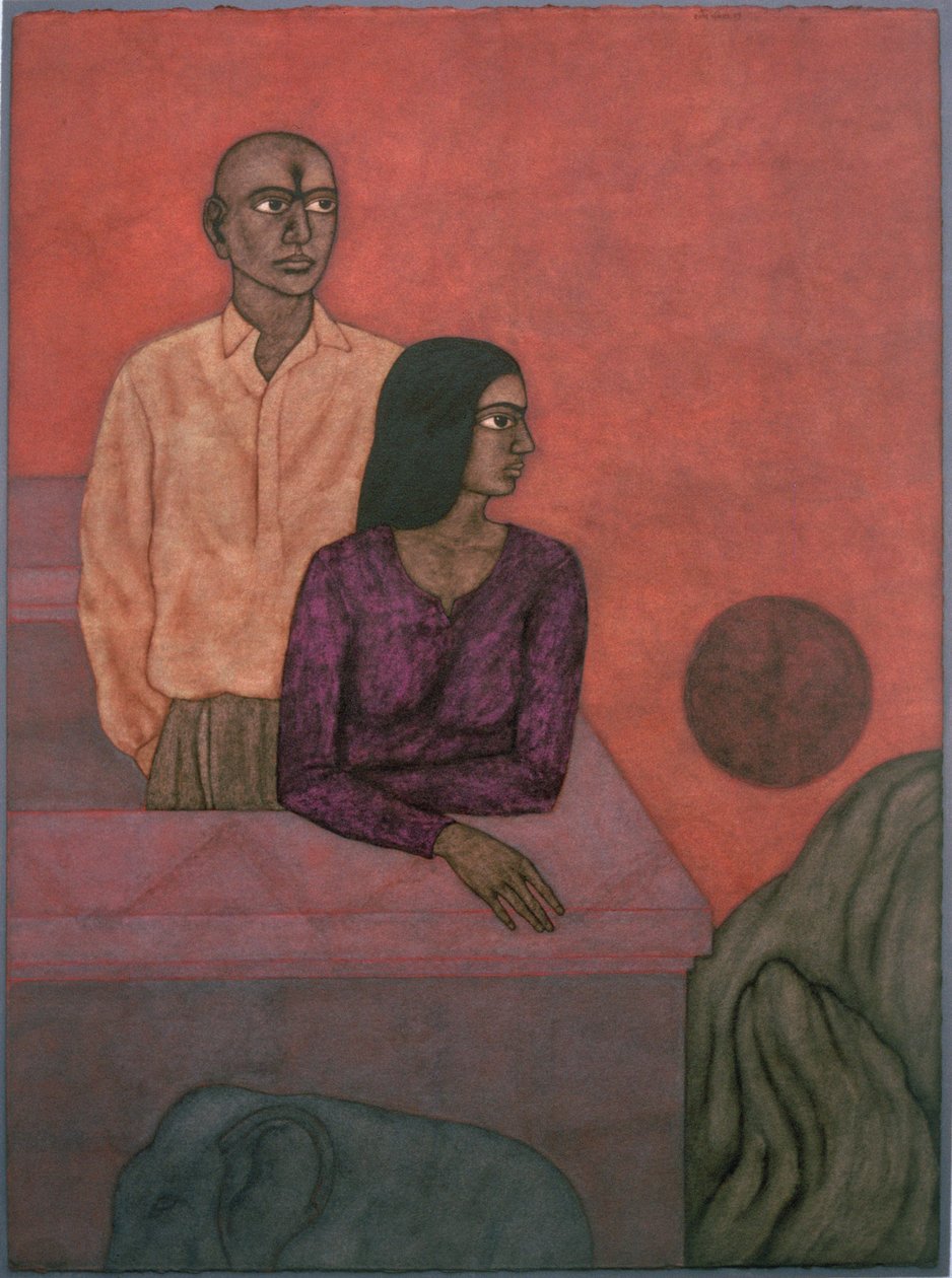 Setting Sun, 1997 (wc på papir) af Shanti Panchal