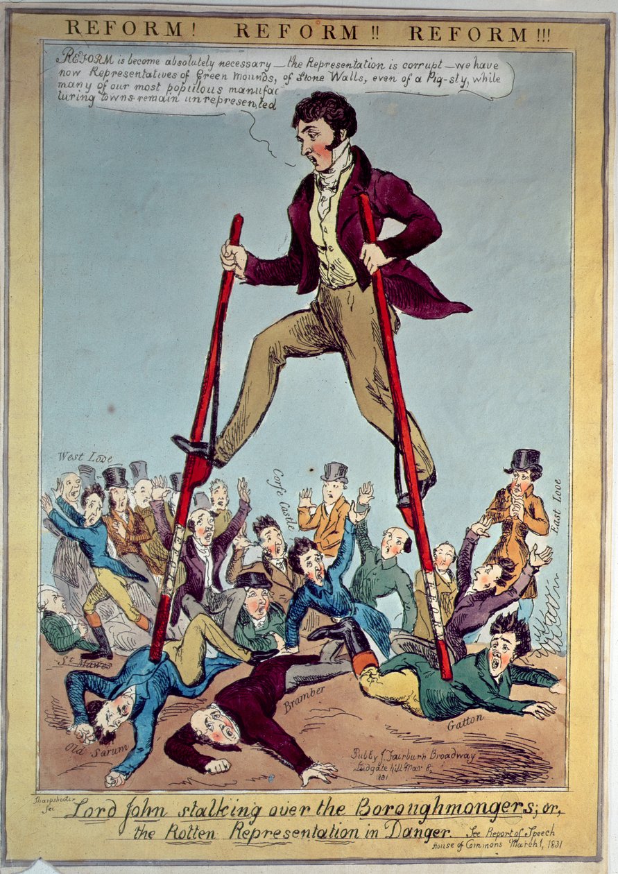 Lord John Stalking over Boroughmongers, eller The Rotten Representation in Danger, pub. af J. Fairburn, 1831 af Sharpshooter