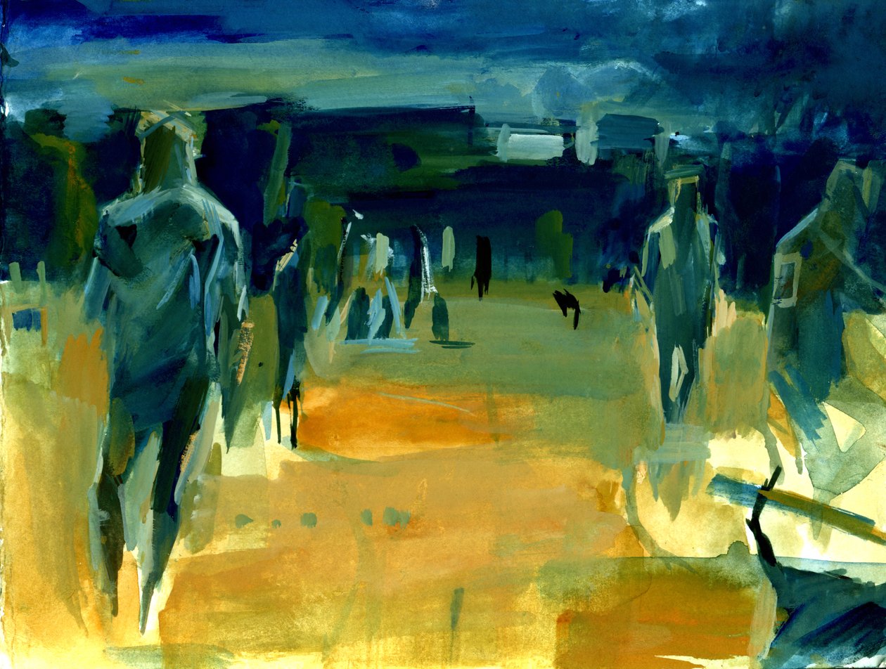 Figurer i parken, 2024 (akryl og collage) af Shaun Carey