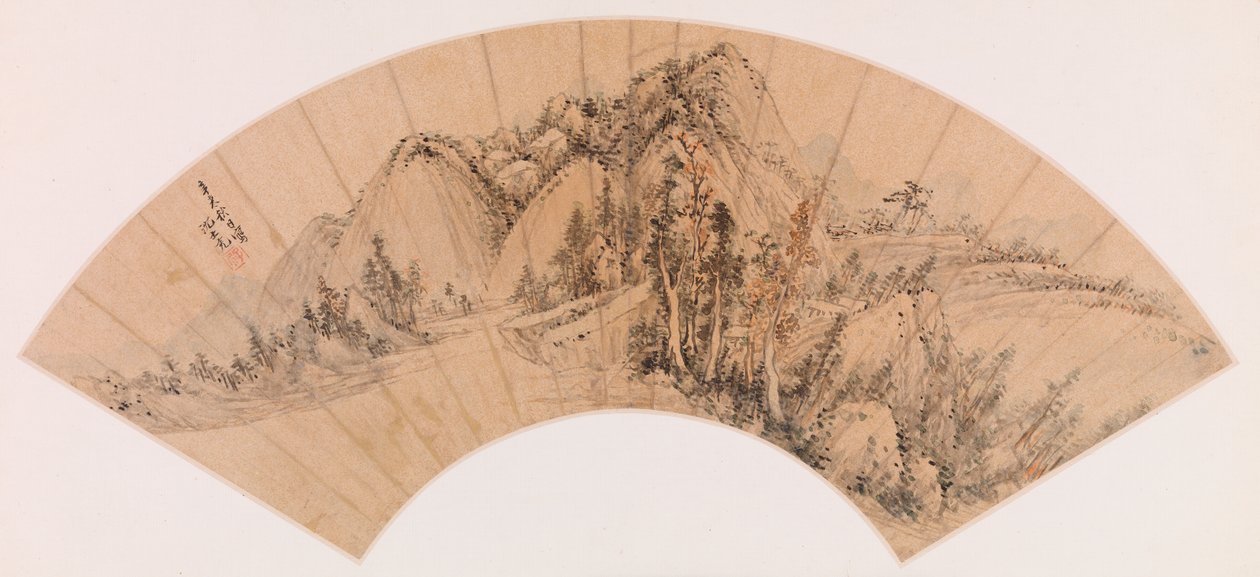 Fan-bjerglandskab af Shen Shichong
