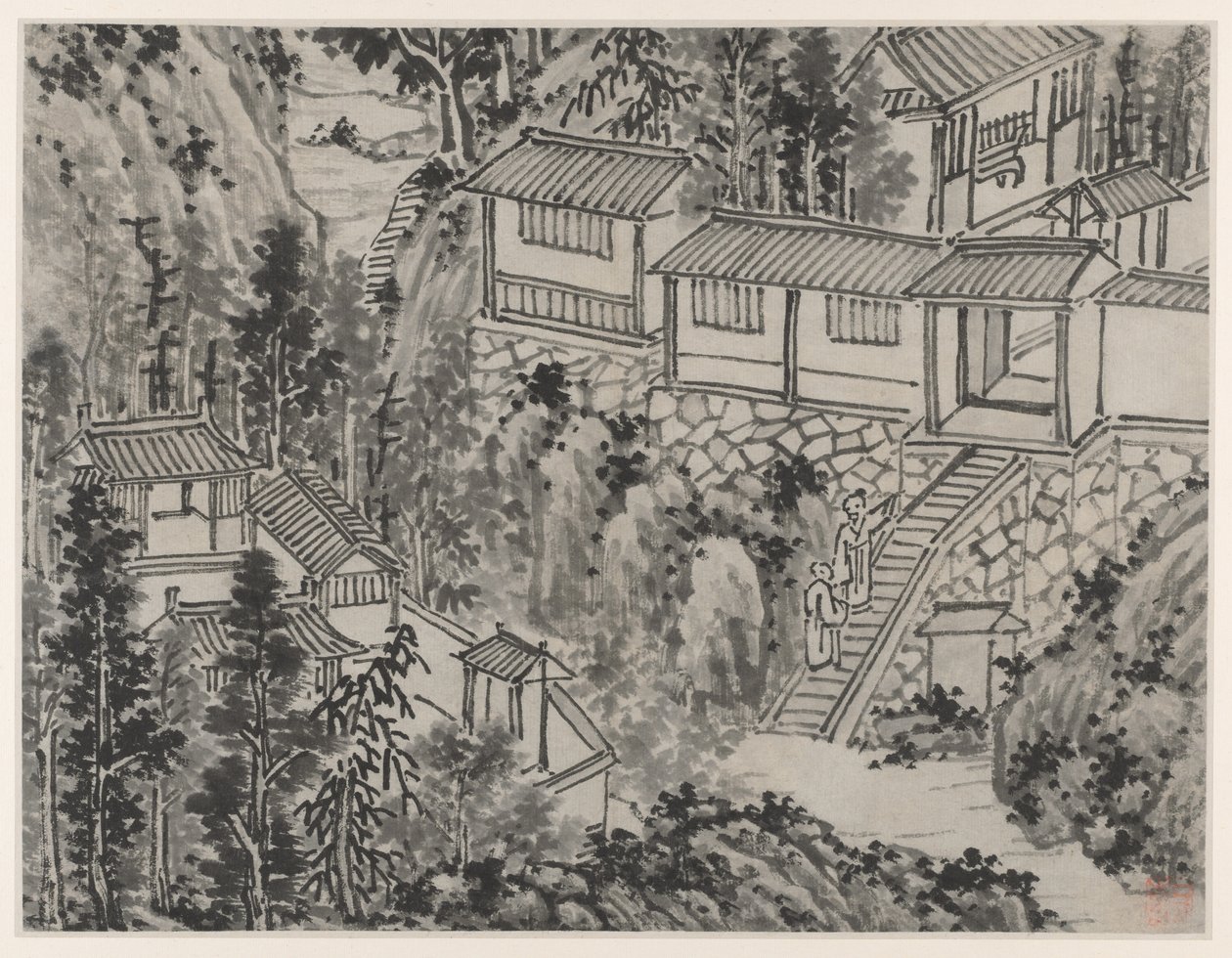 Tolv udsigter over Tiger Hill, Suzhou: The Pine Retreat af Shen Zhou