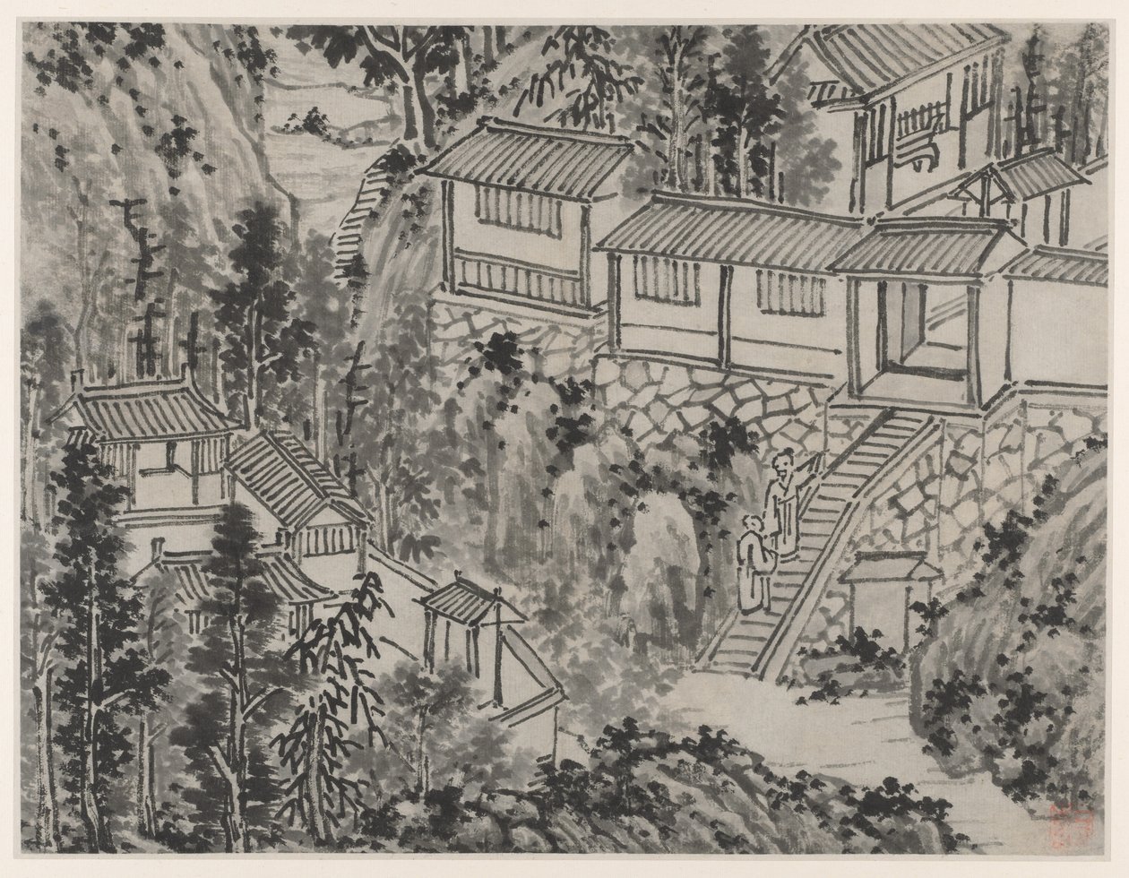 Tolv udsigter over Tiger Hill, Suzhou: The Pine Retreat, efter 1490. af Shen Zhou
