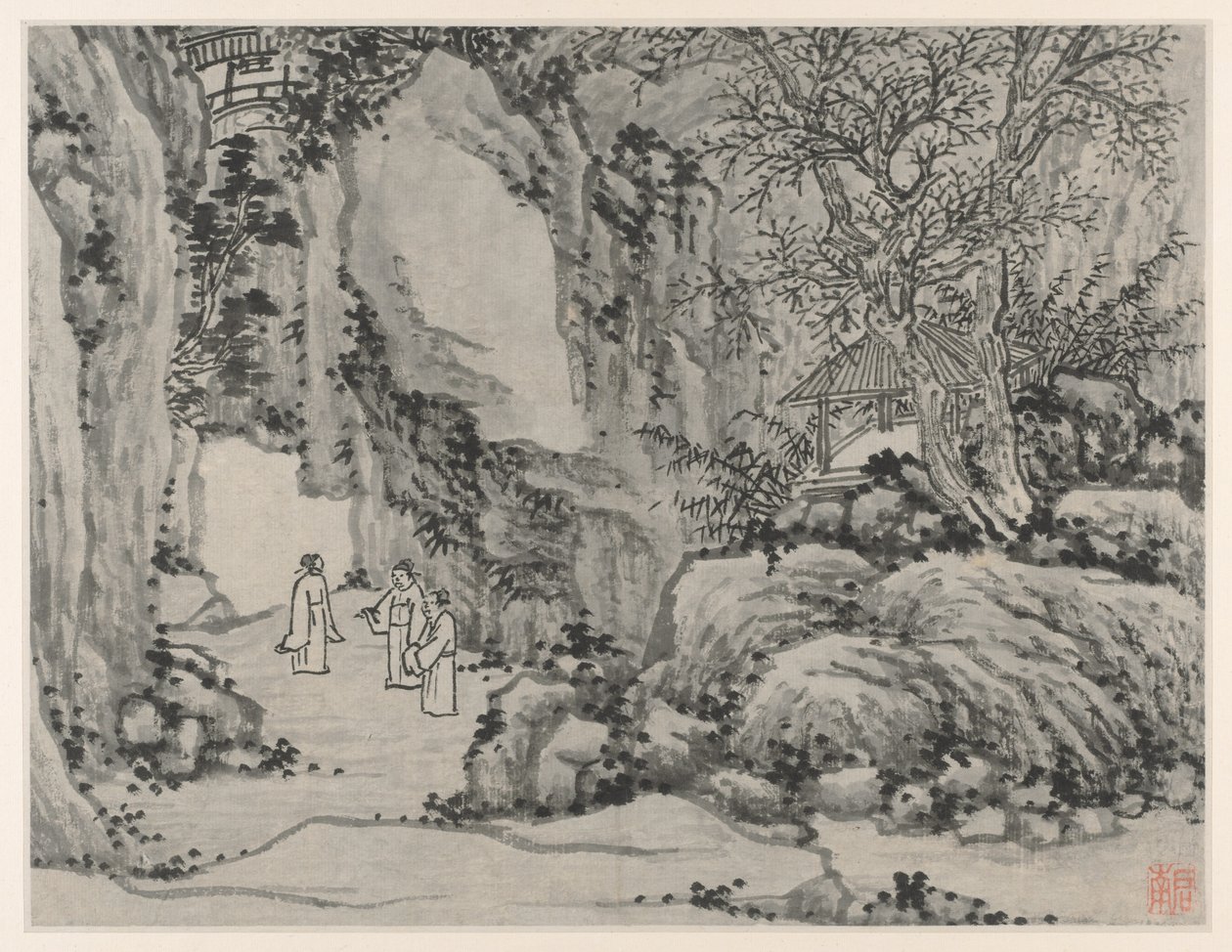 Tolv udsigter over Tiger Hill, Suzhou: The Sword Spring, Tiger Hill, efter 1490. af Shen Zhou