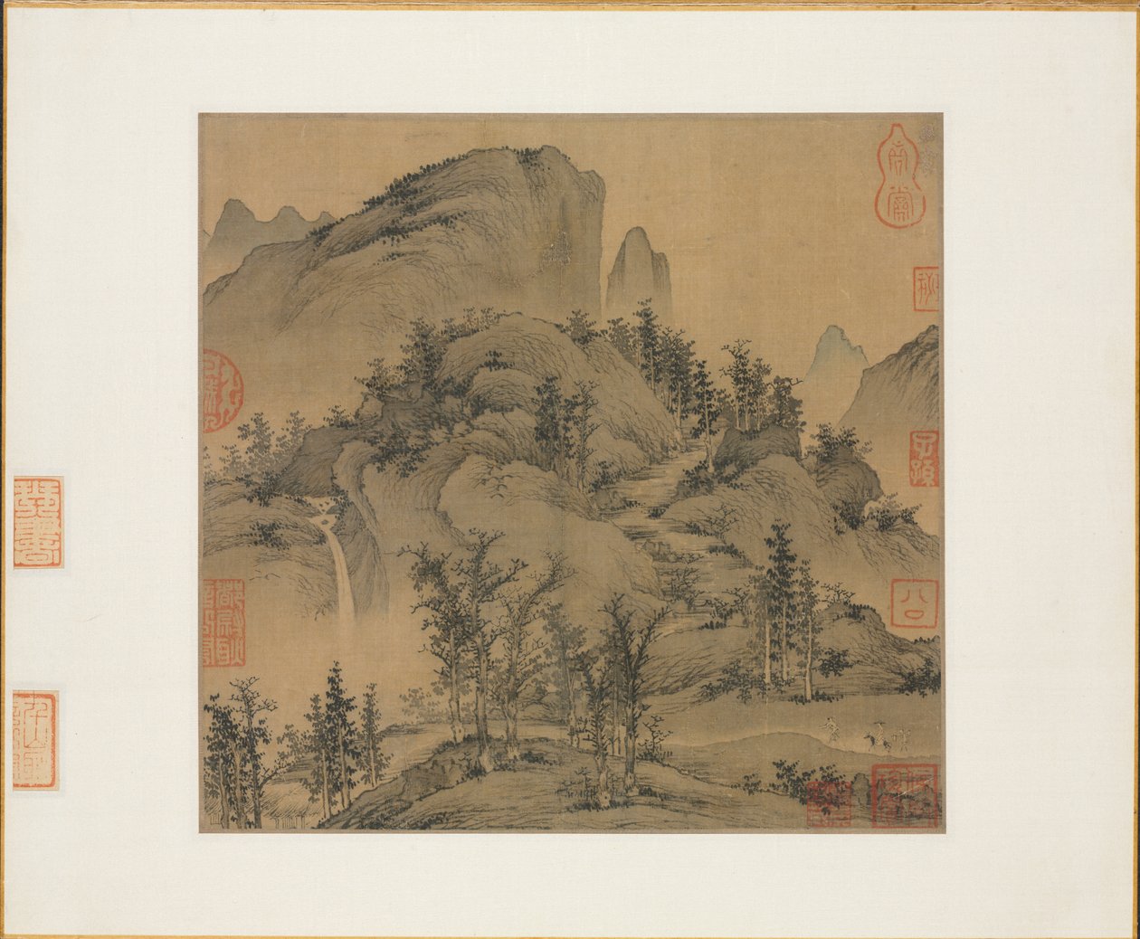 Rejsende i Autumn Mountains, 1. halvdel af 1300-tallet. af Sheng Mou