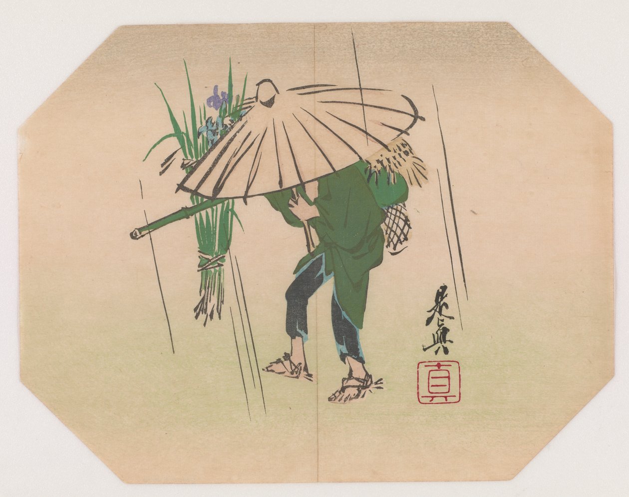 A Fan Print Design (træblok i farver) af Shibata Zeshin
