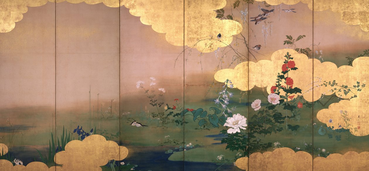 Blomster og fugle i de fire årstider af Shibata Zeshin