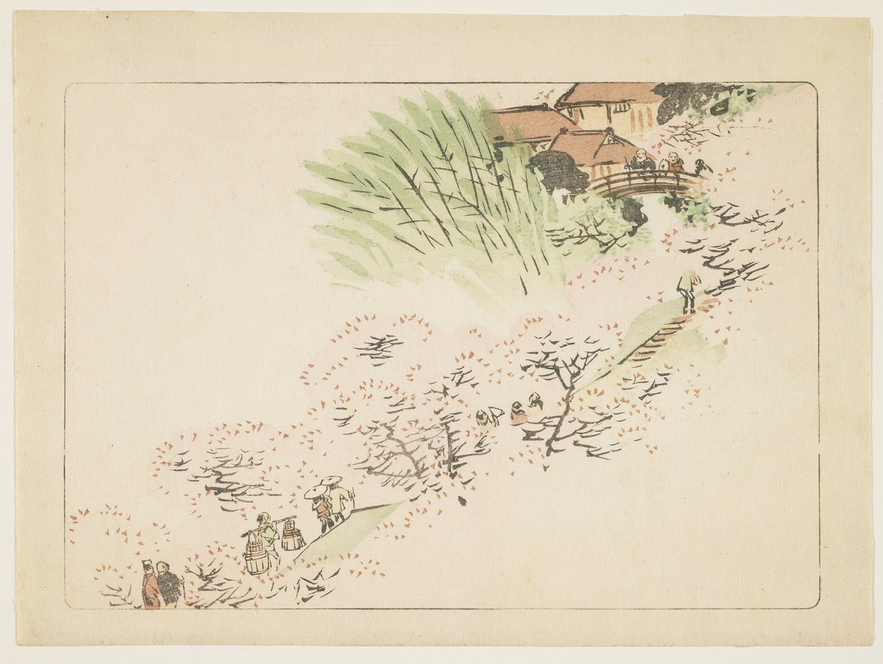 Mountain Cherry Blossoms, ca. 1877 af Shibata Zeshin