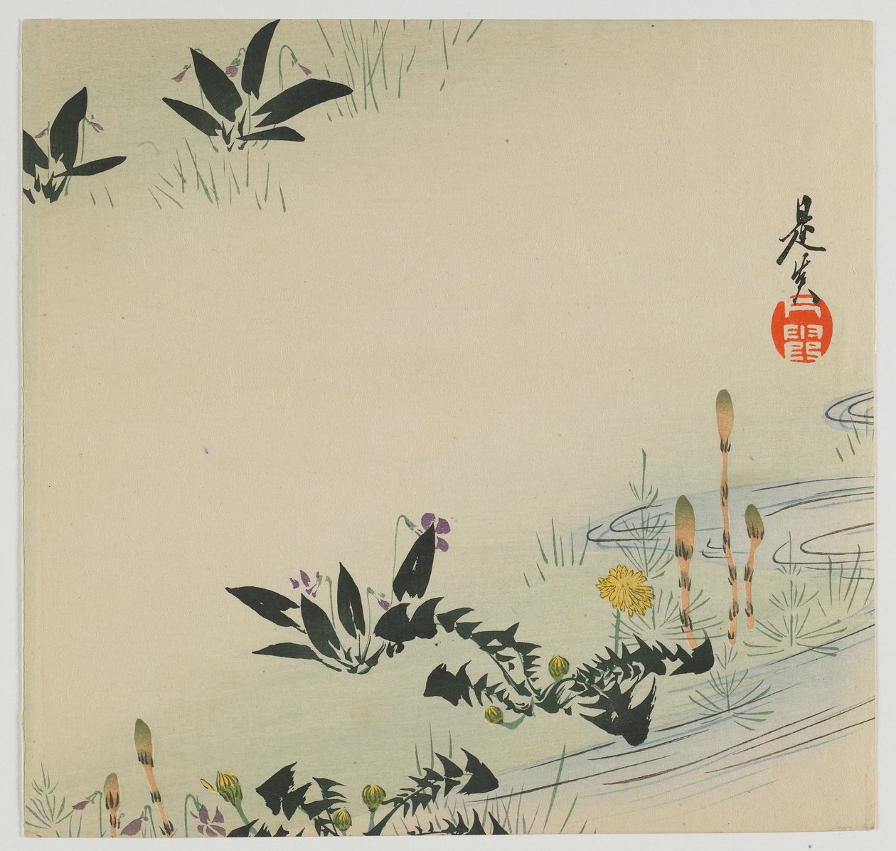 Forårsblomster, Meiji-æra, slutningen af det 19. århundrede (træbloktryk i farver) af Shibata Zeshin