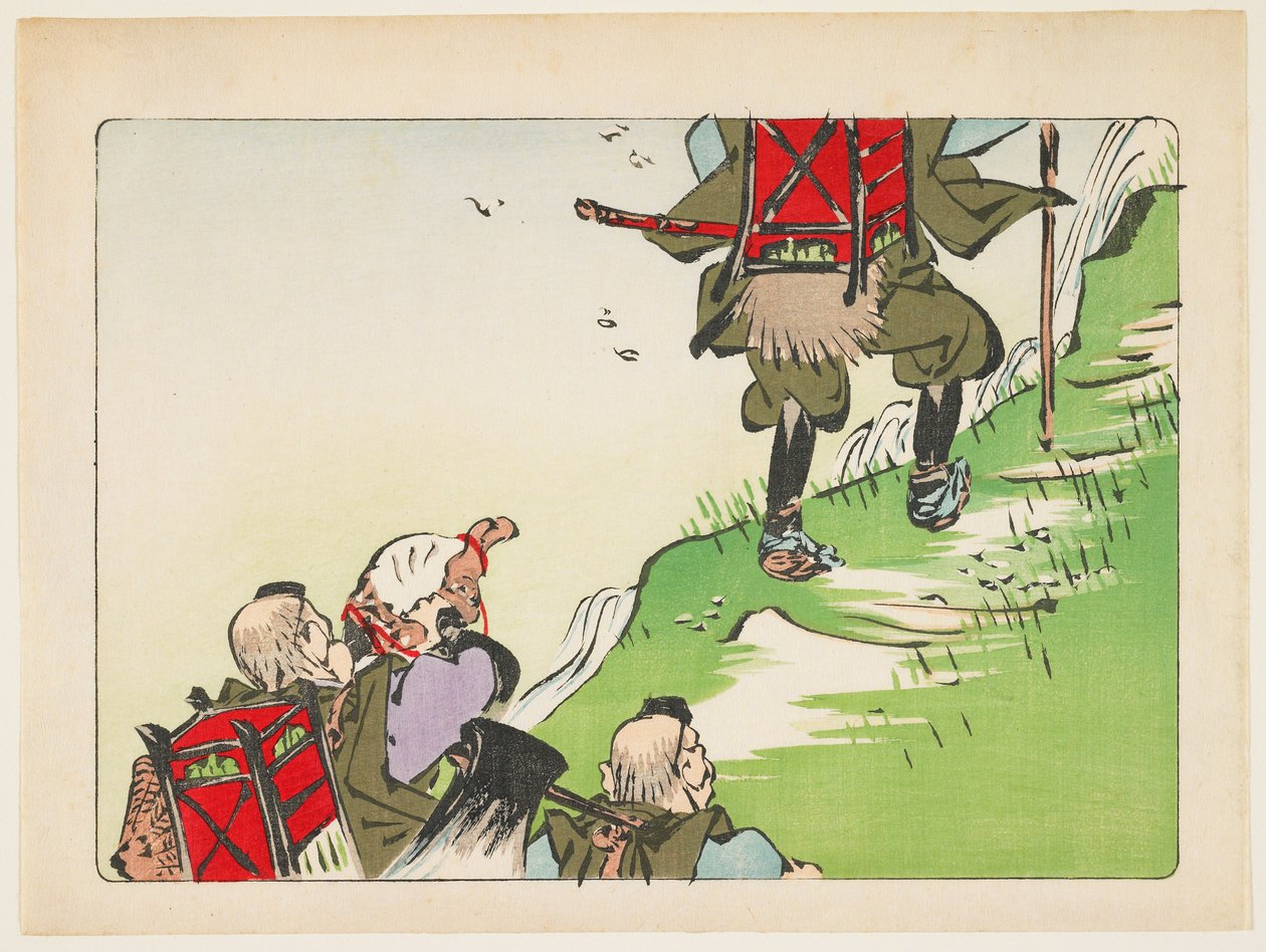 (Procession af pilgrimme) af Shibata Zeshin