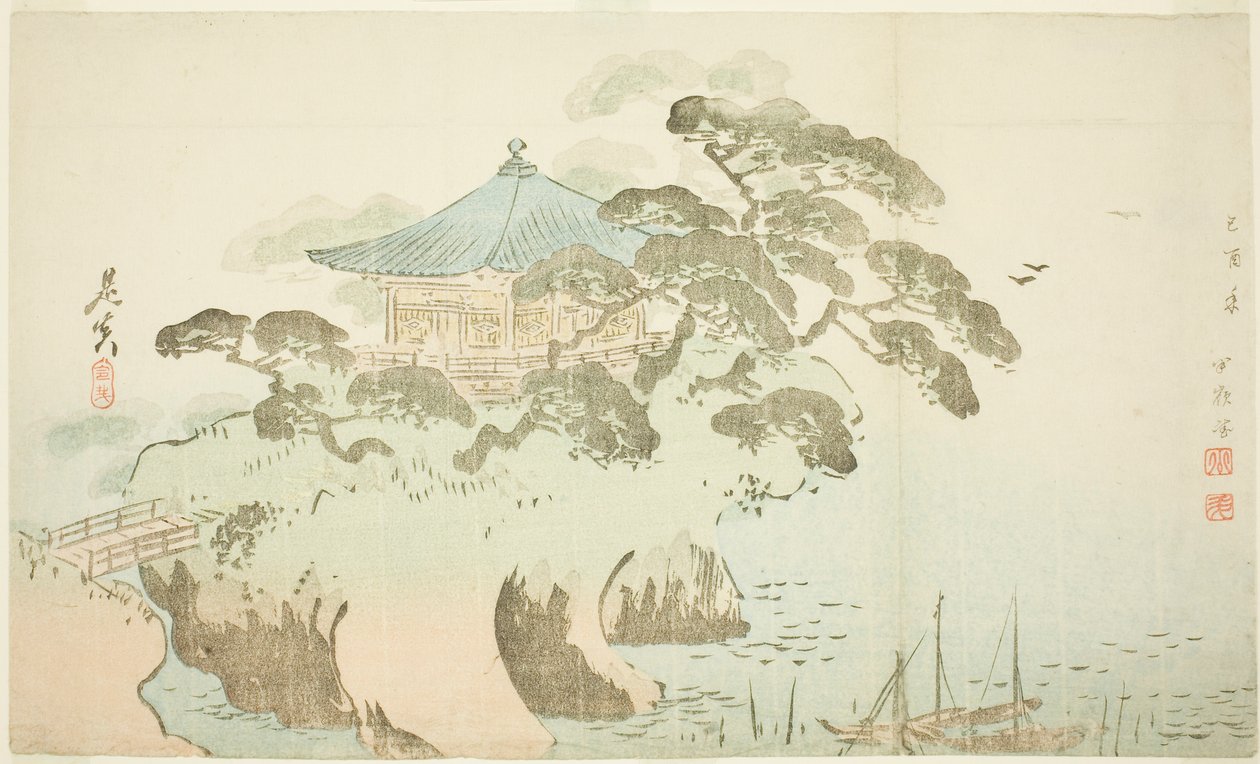 En tempelhal af Shibata Zeshin