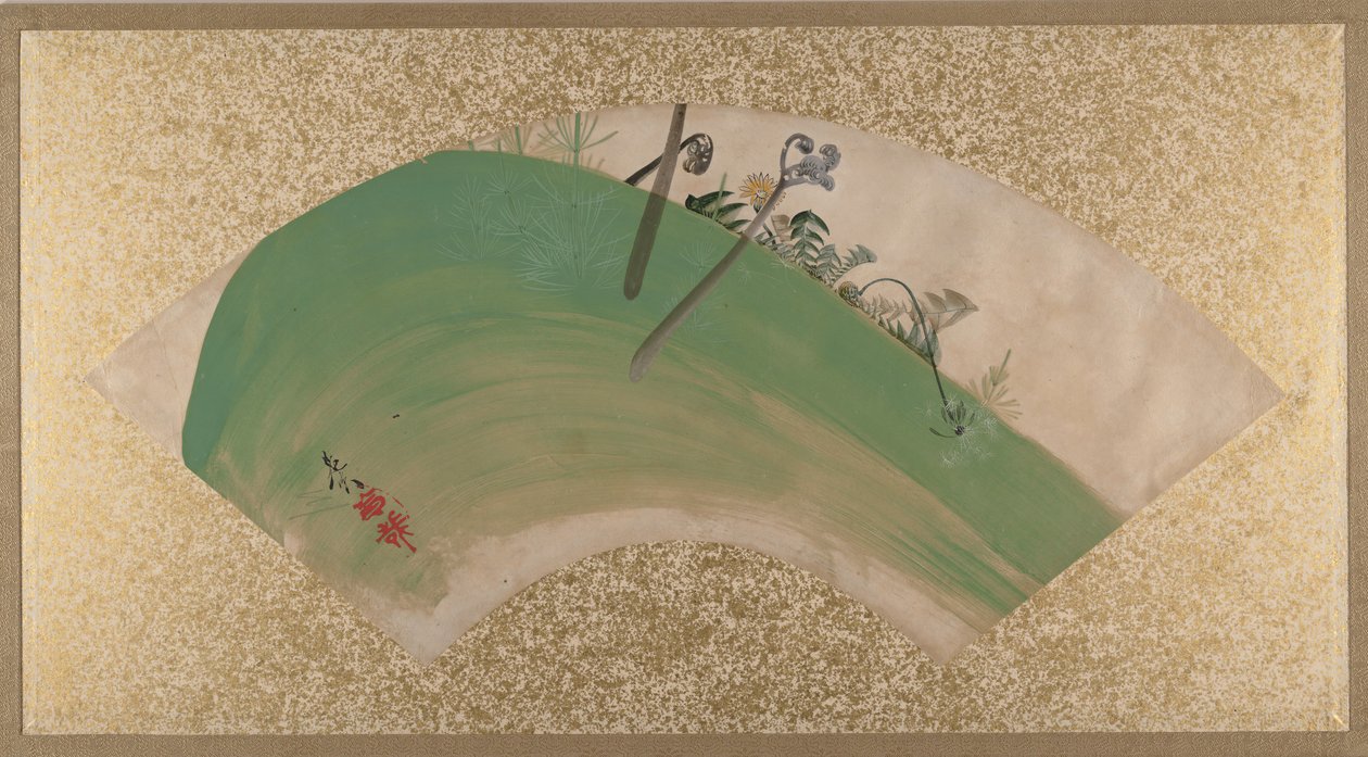 Blomster på græs, slutningen af 1800-tallet. af Shibata Zeshin