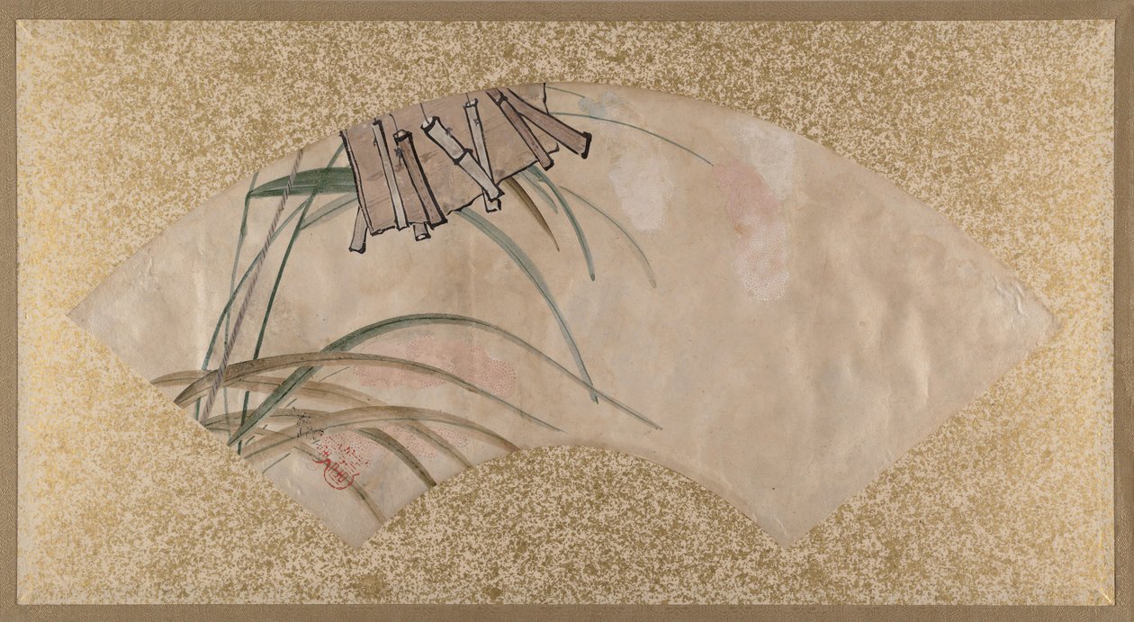 Blomster lyserøde og hvide og Blade, Klappere, slutningen af 1800-tallet. af Shibata Zeshin