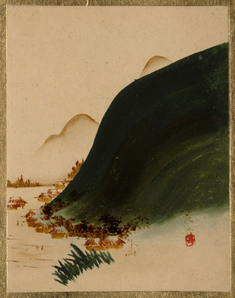 Bjerge og huse af Shibata Zeshin