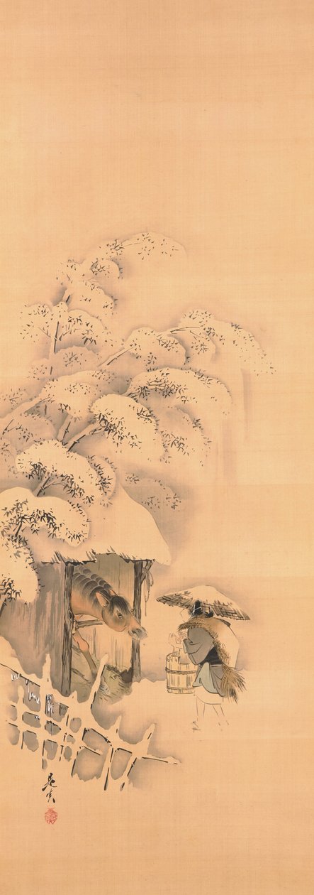 Noh-Spiel Hachinoki, eines von drei af Shibata Zeshin