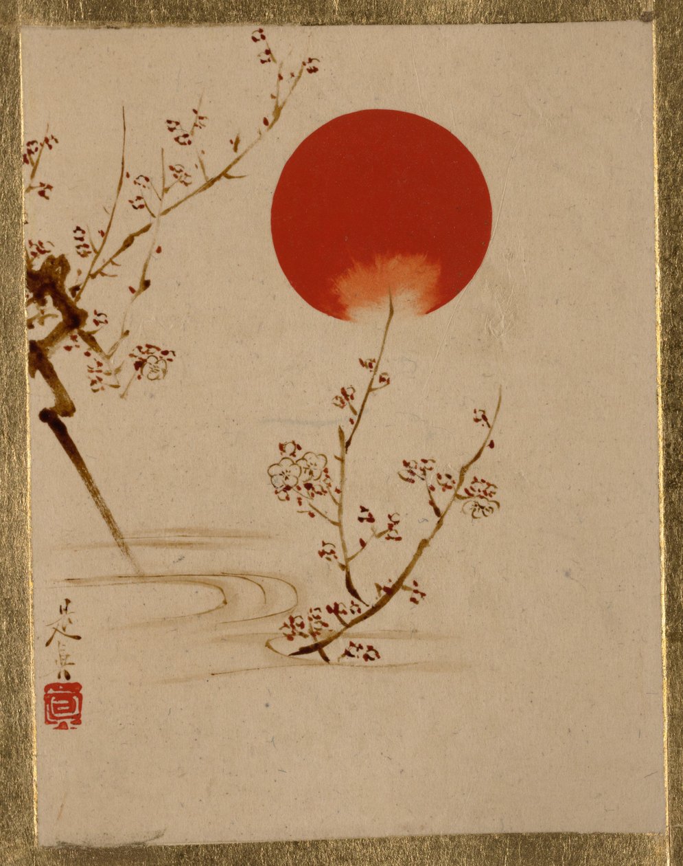 Sol og blommetrægrene af Shibata Zeshin