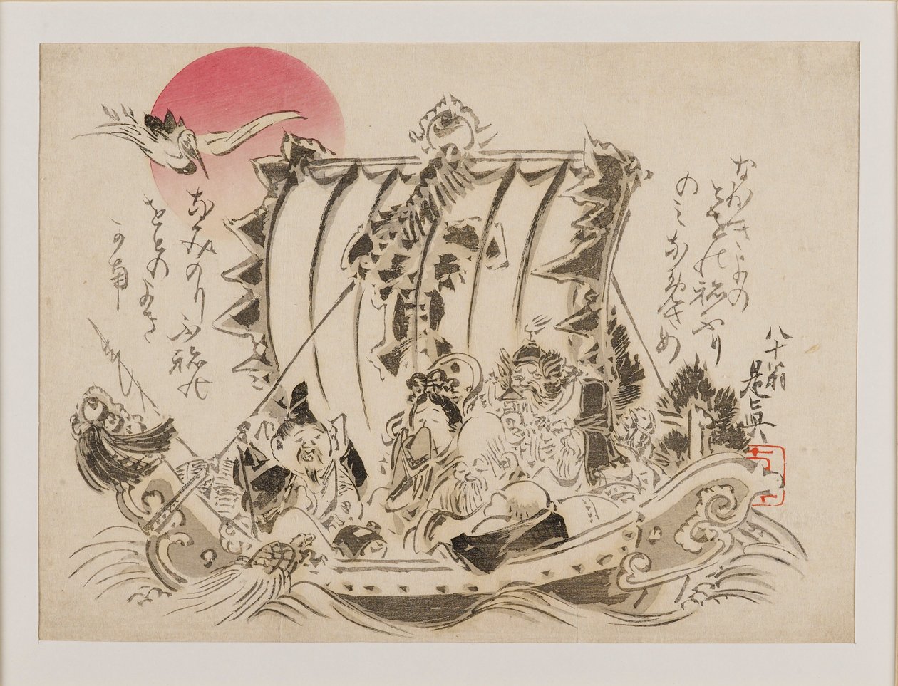 De syv lykkeguder på en takarabune, eller skatteskib, udgivet 1886 af Shibata Zeshin