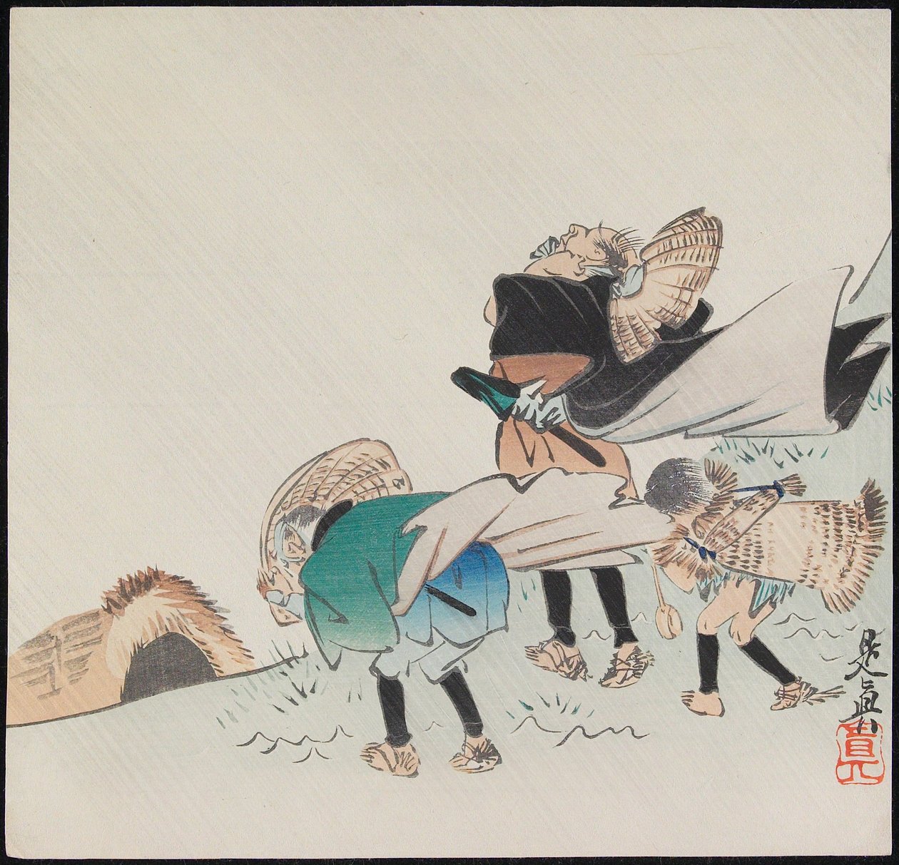 Rejsende i en storm af Shibata Zeshin