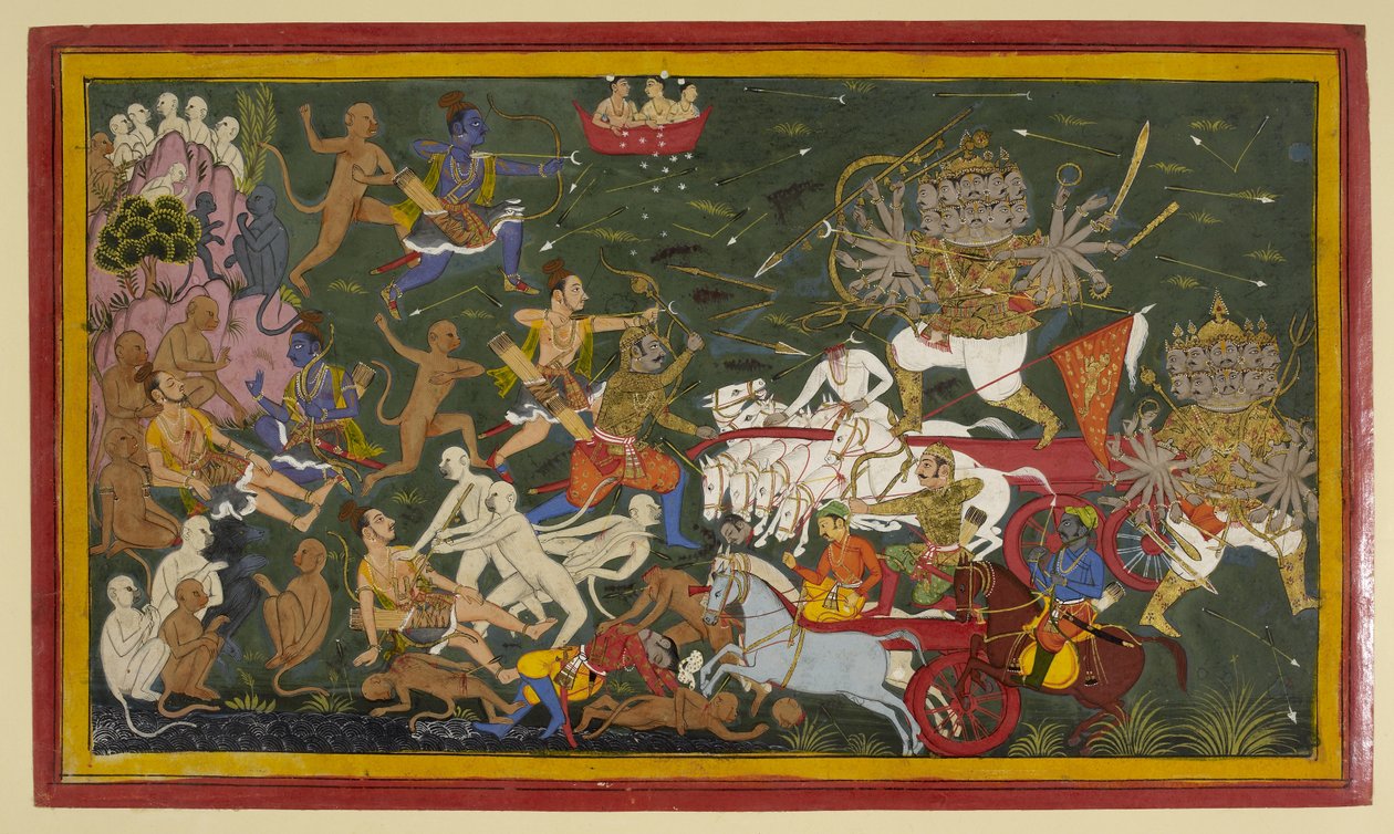 Tilføje. 15297 (1) f.142r Kampen mod den tihovedede dæmonkonge Ravana, 