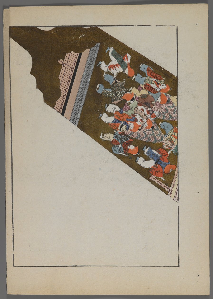 Japansk legetøj, fra Unai no tomo (A Childs Friends) af Shimizu Seifu, 1891-1923. Hanetsuki padle med teaterscene. af Shimizu Seifu
