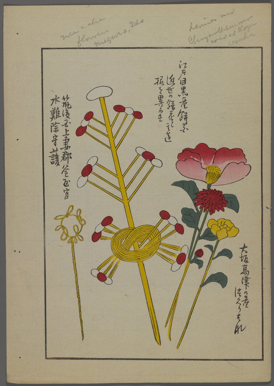 Japansk legetøj, fra Unai no tomo (A Childs Friends) af Shimizu Seifu, 1891-1923. Blomster, knuder. af Shimizu Seifu