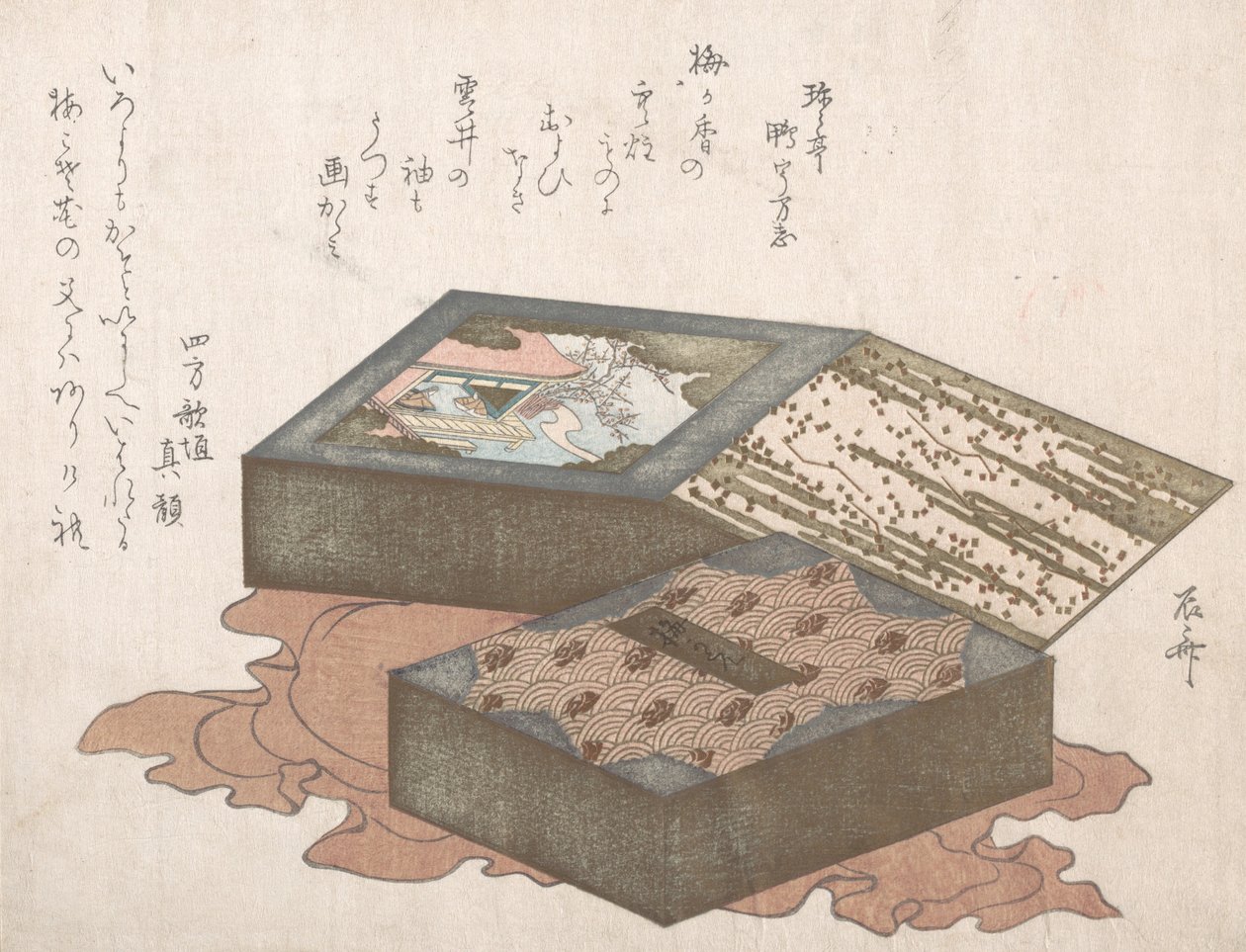 Kager i æske med indpakningsdug, 1800-tallet., 1800-tallet. af Shinsai