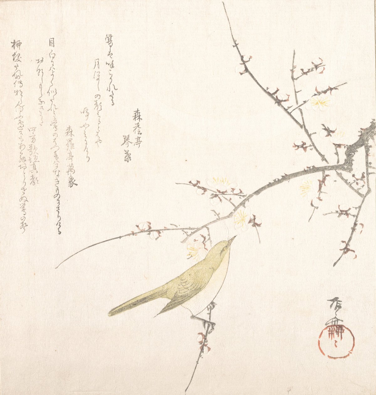Nymåne, Nattergal på en blommegren, 1800-tallet., 1800-tallet. af Shinsai